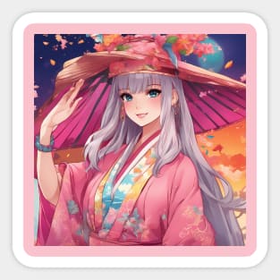 Anime Girl Squad kawaii cute  beautiful hat Sticker